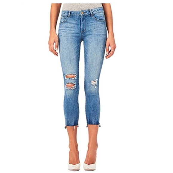 DL1961 Denim - DL1961 SZ 28 Florence Instasculpt Distressed Chewed Hem Cropped Hendrix Jeans